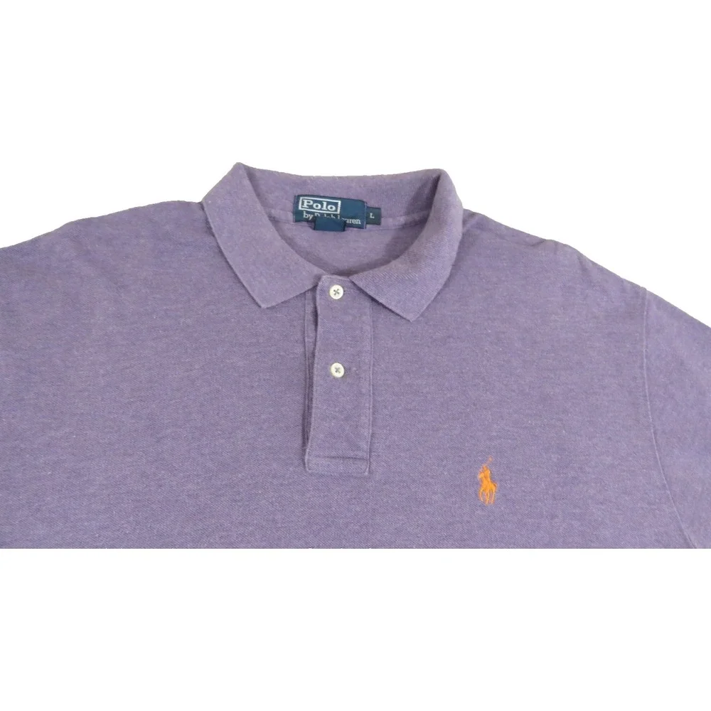 Polo Ralph Lauren Polo Shirt Men's Large Purple Orange Pony High Low Performance